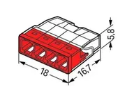 Клемма WAGO 4x2.5мм для распределительных коробок без пасты