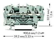2002-1301 Клемма пружинная 3-х пр. 2.5мм2 серая WAGO