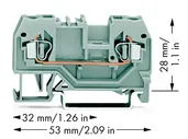 280-901 Клемма пружинная 2.5мм², 2-х проводная, серая WAGO